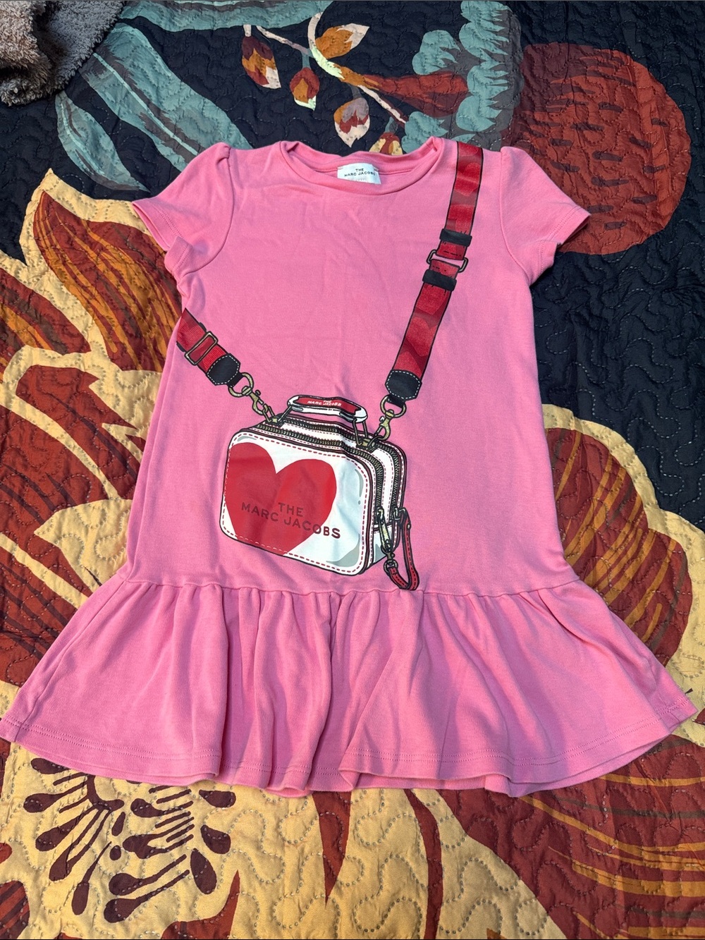 Marc Jacobs Girls Pink Heart Crossbody Graphic Dress